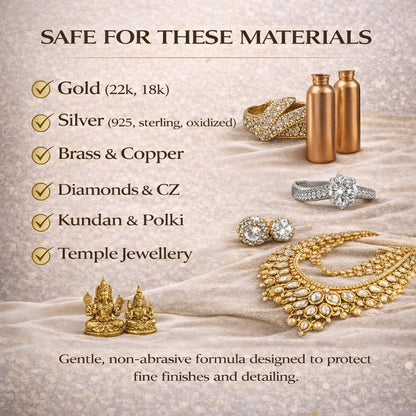 OrnaClean 4-in-1 Metal Cleaner for Gold, Silver, Brass & Copper | Non-Toxic, Eco-Friendly, Anti-Tarnish Formula | Long-Lasting Care for Jewellery, Idols & Utensils (500 ml Value Pack)